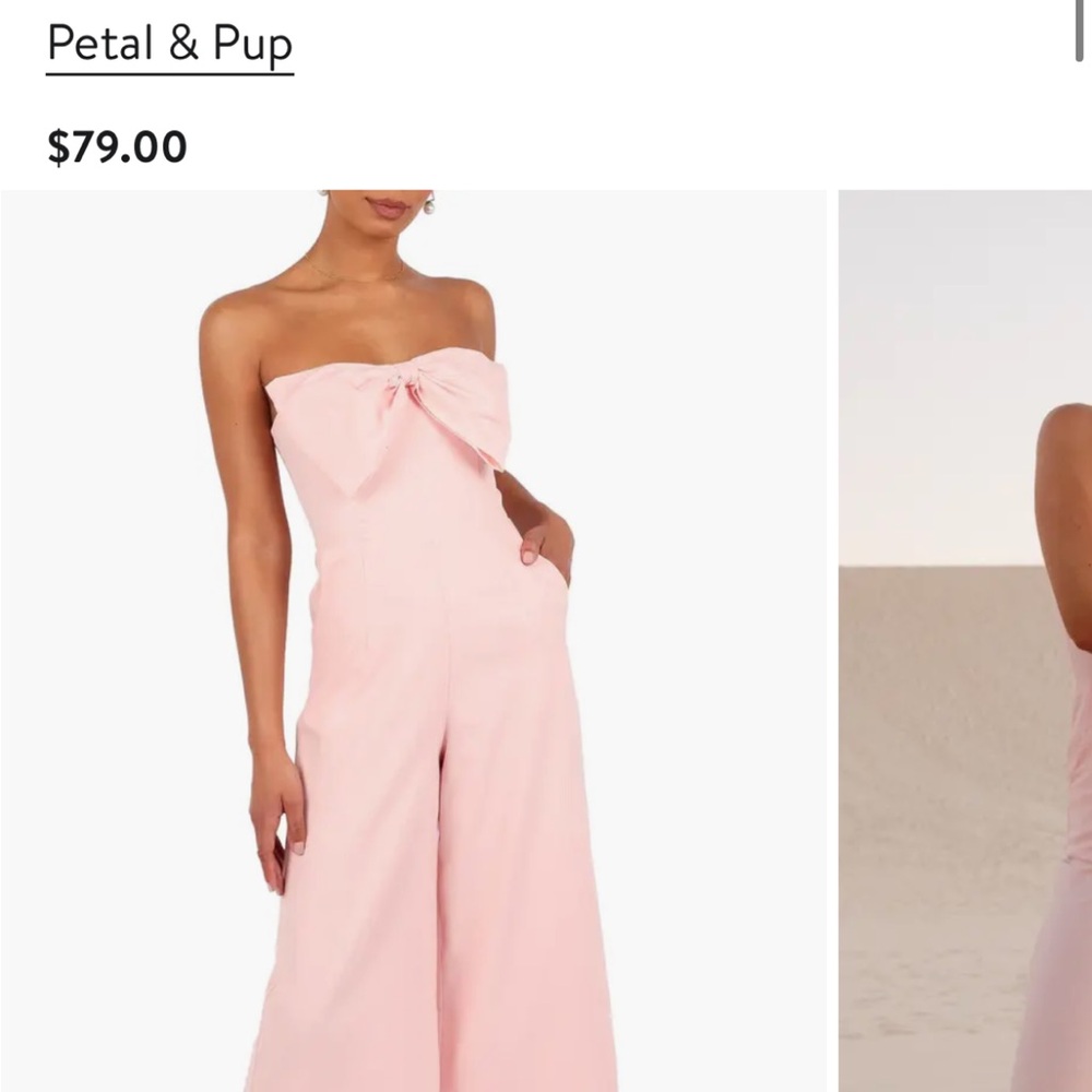 Pink Petal and Pup romper with pockets and cute bow new